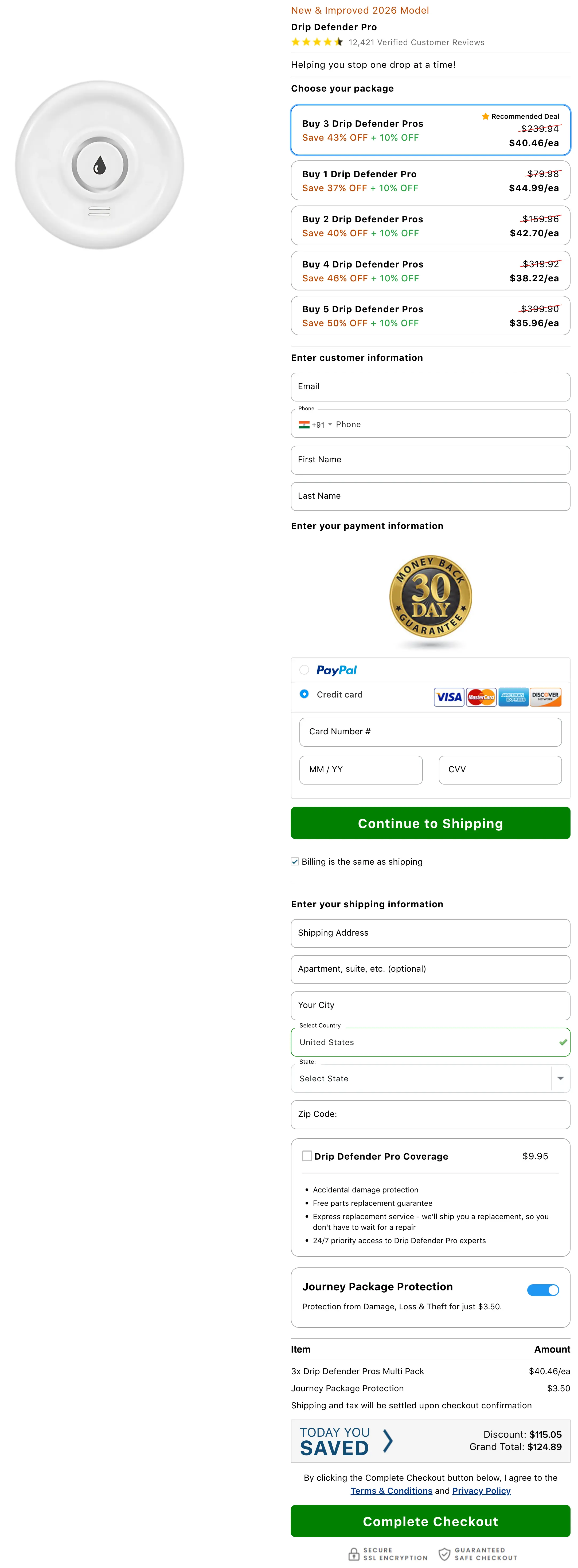 Drip Defender Pro Official 100% Secure checkout page
