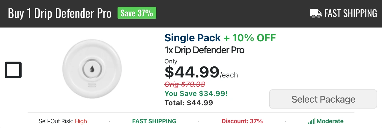 Single Drip Defender Pro 37% Off Discount Package